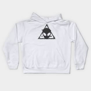 Space Alien Head Triangle Glitched (Dark) Kids Hoodie